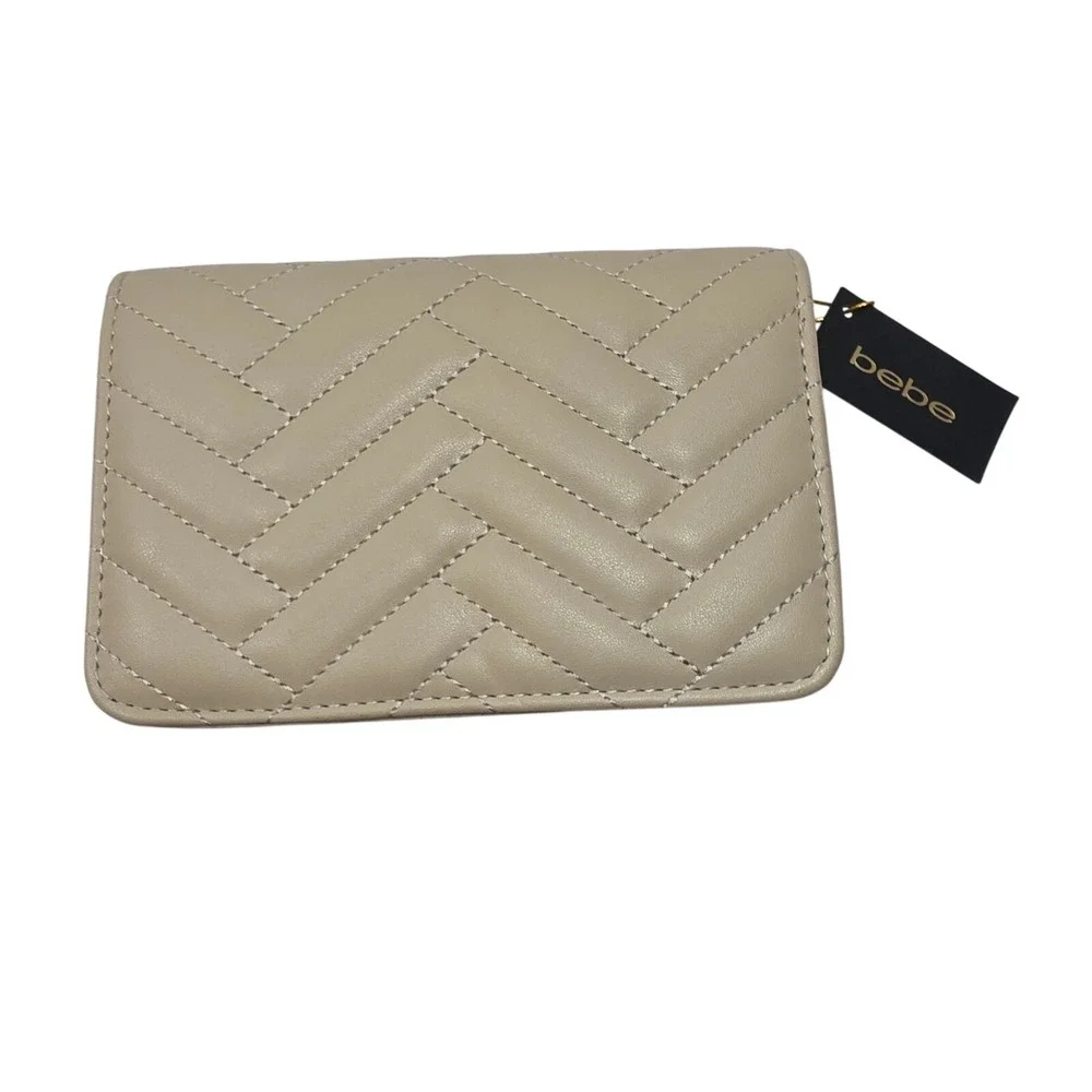 Bebe‎ Los Angeles Beige Chevron Quilted Sophia Crossbody Bag WBE01-123 New